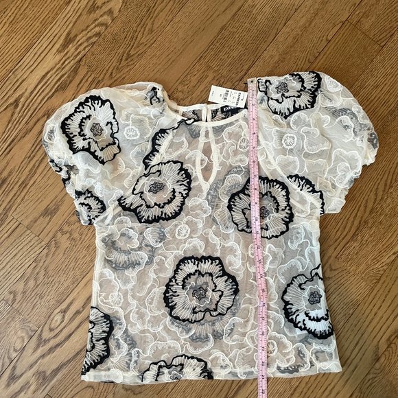 Express Floral Embroidered Lace Top, XS - Picture 7 of 9